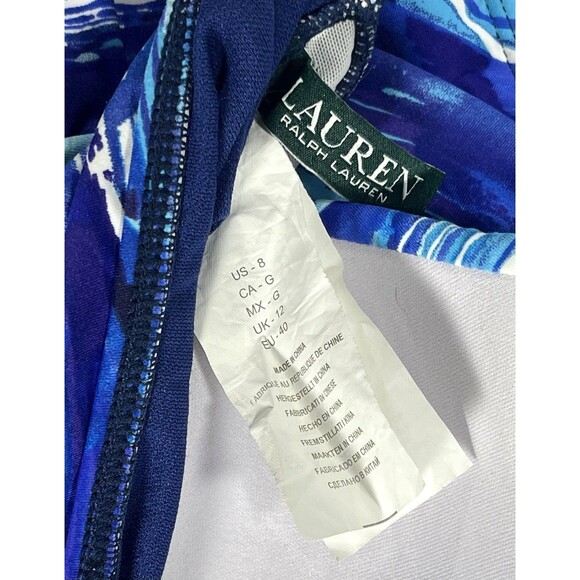 Ralph Lauren Blue Calypso Printed Halter One Piece Swimsuit Women's Size 8 - Picture 8 of 8